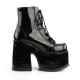 Bottines noir vernis pour femmes avec gros talon chunky DemoniaCult