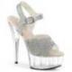 Sandale pole exotic strass à plateforme plexi et talon 15 cm Pleaser