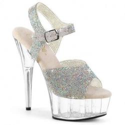 Sandale pole exotic strass à plateforme plexi et talon 15 cm Pleaser