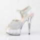 Sandale pole exotic strass à plateforme plexi et talon 15 cm Pleaser
