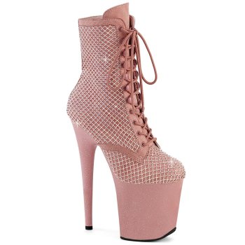 Chaussure pole exotic resille et strass sur suédine rose à talon  20cm - FLAM1020RM/SALFS/M - CLePied