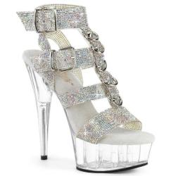 Sandale Plateforme Strass DEL656RS | Talon 15 cm Transparent