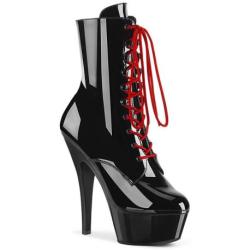 Bottine pole dance noire vernis à plateforme assortie et talon 15 cm Pleaser