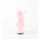 Sandale pole dance transparente à plateforme rose vernis et talon 18 cm Pleaser