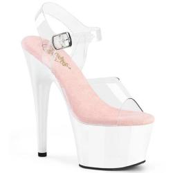 Sandale pole dance transparente à plateforme blanche vernis et talon 18 cm ADO708/C-BP/W