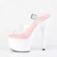 Chaussure pole dance transparente à plateforme blanche vernis et talon 18 cm ADO708/C-BP/W