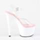Sandale pole dance transparente à plateforme blanche vernis et talon 18 cm ADO708/C-BP/W