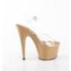 Sandale pole dance transparente à plateforme café vernis et talon 18 cm Pleaser