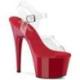 Chaussure pole dance transparente et rouge talon 18 cm Pleaser ADO708/C/R