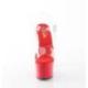 Chaussure pole dance transparente et rouge talon 18 cm Pleaser ADO708/C/R