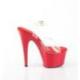 Chaussure pole dance transparente et rouge talon 18 cm Pleaser ADO708/C/R