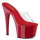 Mule pole dance transparente à plateforme rouge vernis et talon 18 cm ADO701/C/R
