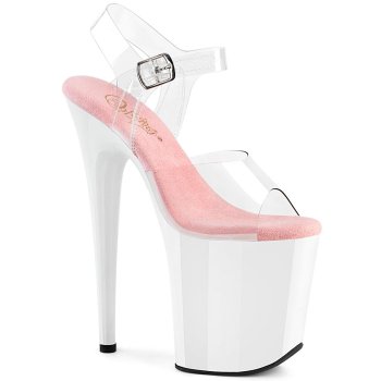 Chaussure pole dance transparente 20cm - FLAM808/C-BP/W - CLePied