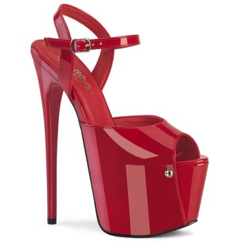 Sandale fetish rouge vernie, talon 18 cm Petite et grande taille
