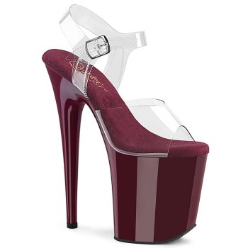 Chaussure pole dance bourgogne talon 20 cm Pleaser FLAM808/C/BY