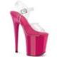 Chaussure pole dance transparente & rose fuchsia à talon 20 cm Pleaser FLAM808/C/HP