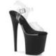 Sandale pole dance transparente à plateforme noire mate et talon 20 cm Pleaser