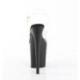 Sandale pole dance transparente à plateforme noire mate et talon 20 cm Pleaser
