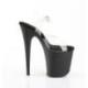 Sandale pole dance transparente à plateforme noire mate et talon 20 cm Pleaser