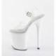 Sandale pole dance transparente à plateforme blanche plexi et talon 20 cm FLAM808/C/W