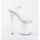 Sandale pole dance transparente à plateforme blanche plexi et talon 20 cm FLAM808/C/W