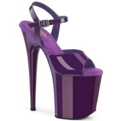 Sandale pole dance violette vernis à plateforme assortie vernie et talon 20 cm Pleaser