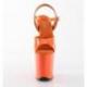 Sandale pole dance orange vernie à plateforme assortie et talon 20 cm Pleaser