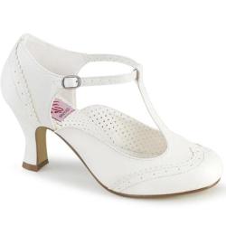 escarpin pin up blanc rétro salomé bout rond talon bobine 7 cm
