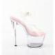 Sandale pole dance transparente à plateforme plexi et talon 18 cm Pleaser