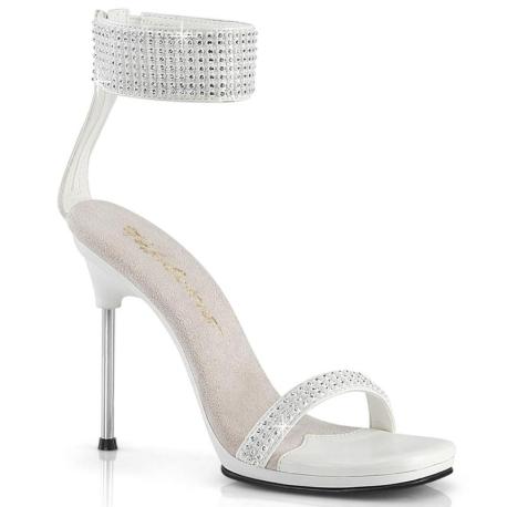 Sandale Blanche de Soirée avec Strass et Talon Métal - Chic-40