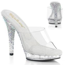 Mule Transparente avec Plateforme Talon Aiguille en Strass Cascadants - LIP101