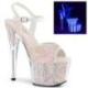 Sandale pole exotic opale pailletée fluo à plateforme plexi et talon 18 cm Pleaser